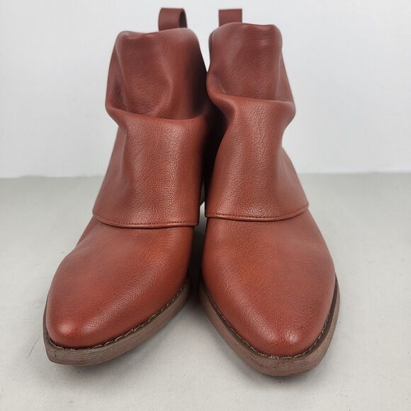 Zodiac Malina Western Ankle Foldover Bootie Boot Faux Leather Sienna Red US 6.5 - Picture 4 of 9